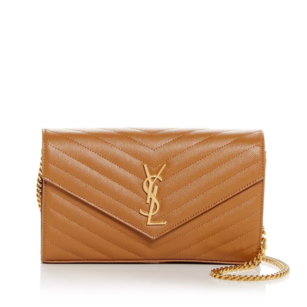 YSL Monogram Quilted Leather Chain Wallet - USED ONCE